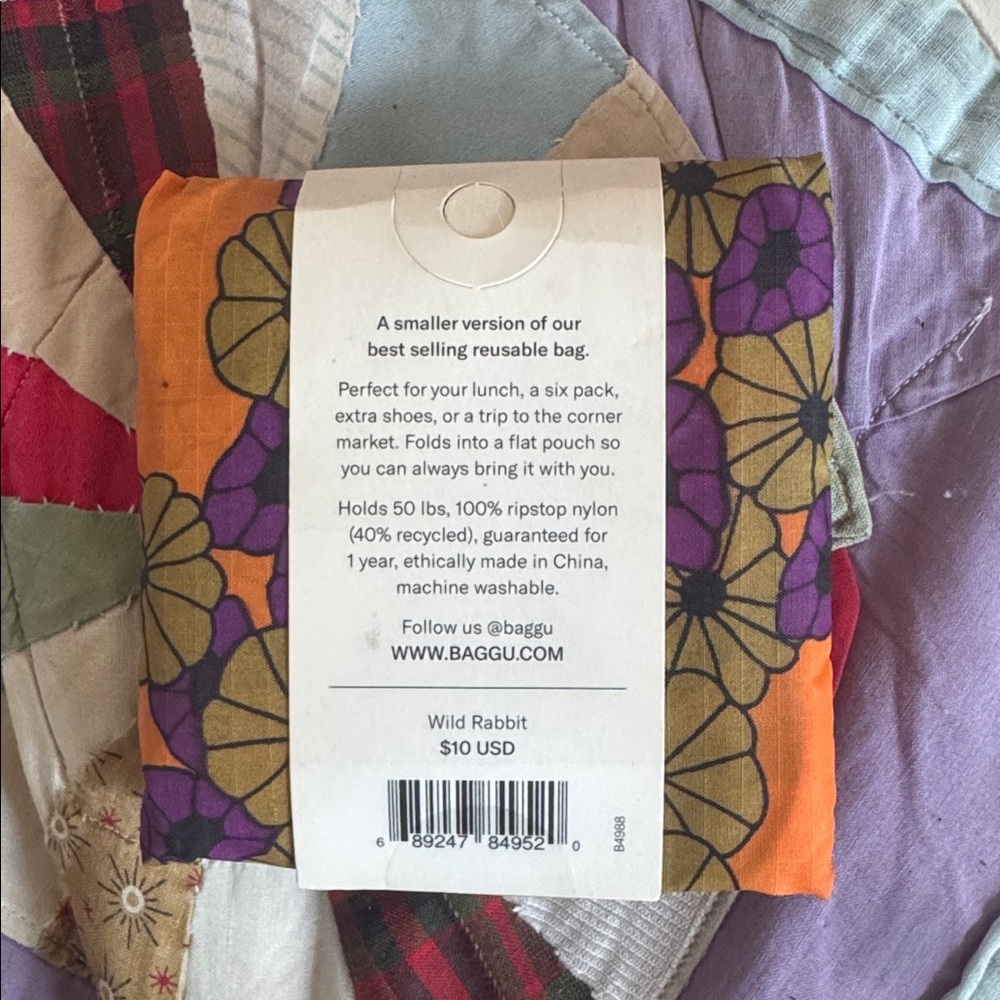Baggu Wild Rabbit Reusable Bag NWT RARE - Picture 4 of 4